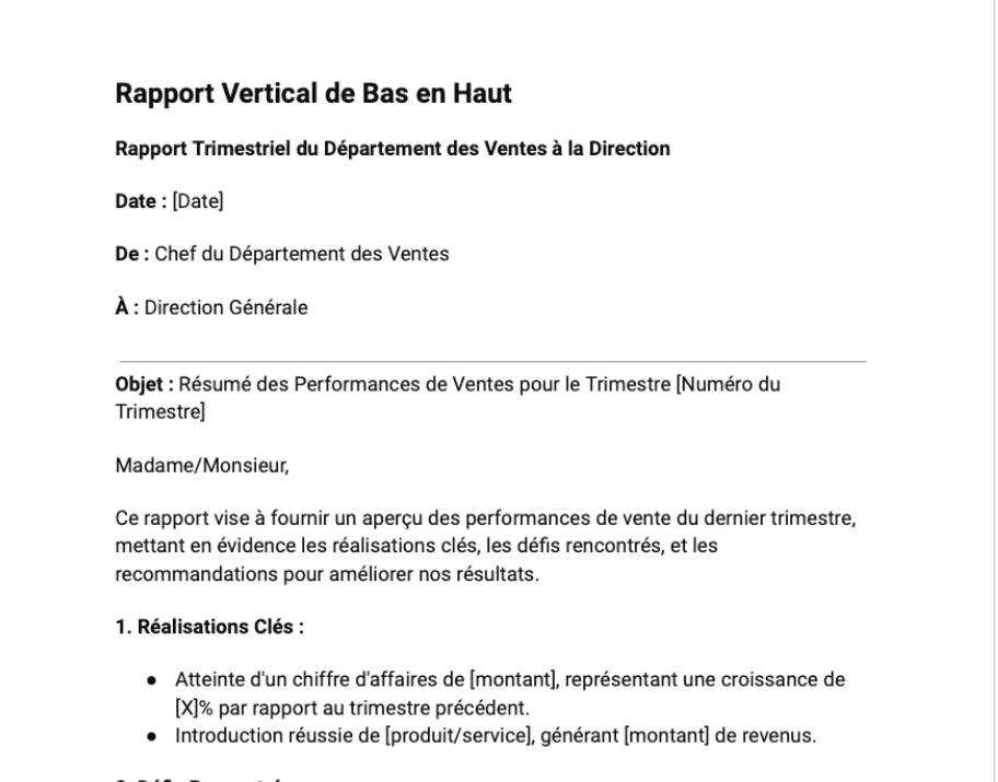 Rapport Vertical de Bas en Haut