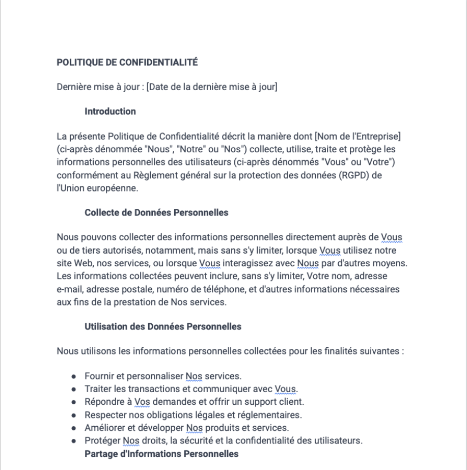 Politique de confidentialité