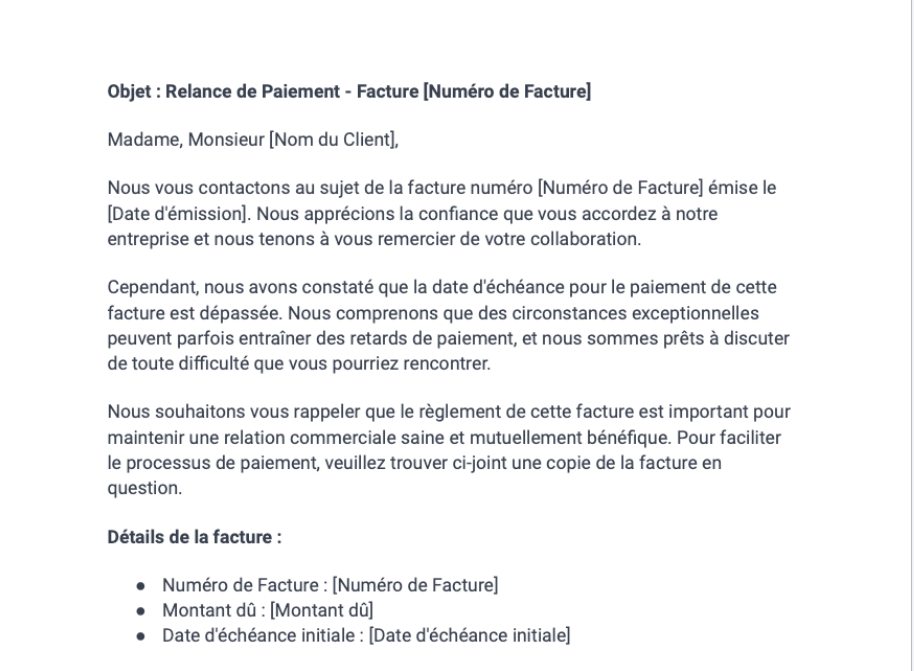 Relance de facture