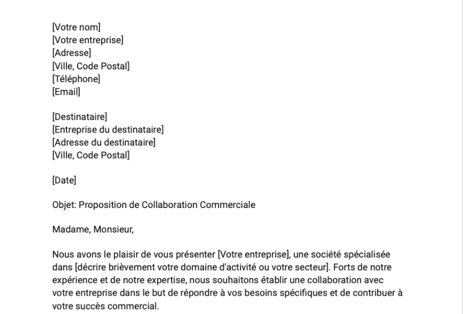 Lettre de prospection commerciale
