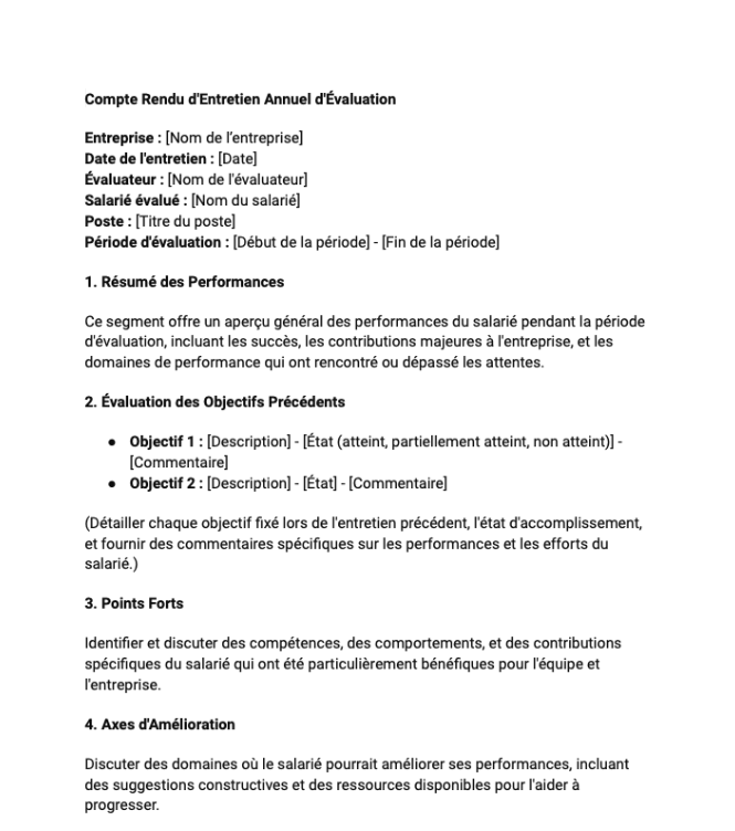 Compte Rendu d'Entretien Annuel d'Évaluation