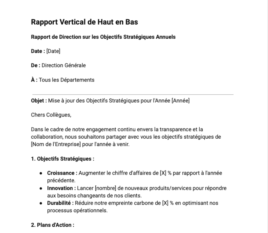 Rapport Vertical de Haut en Bas
