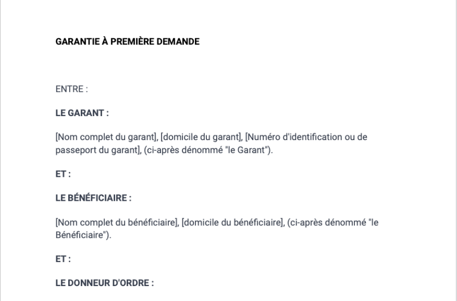 Garantie à première demande