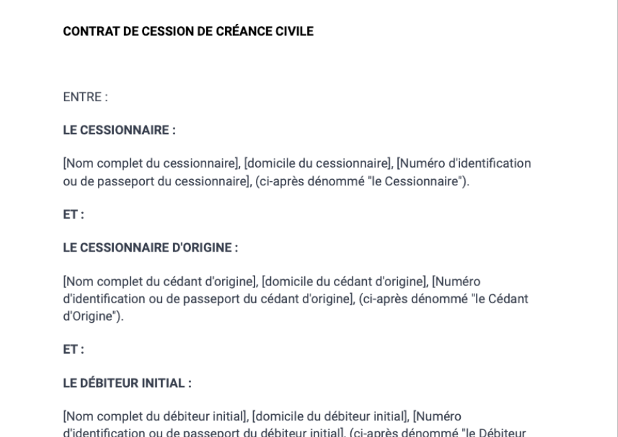 Cession de créance civile