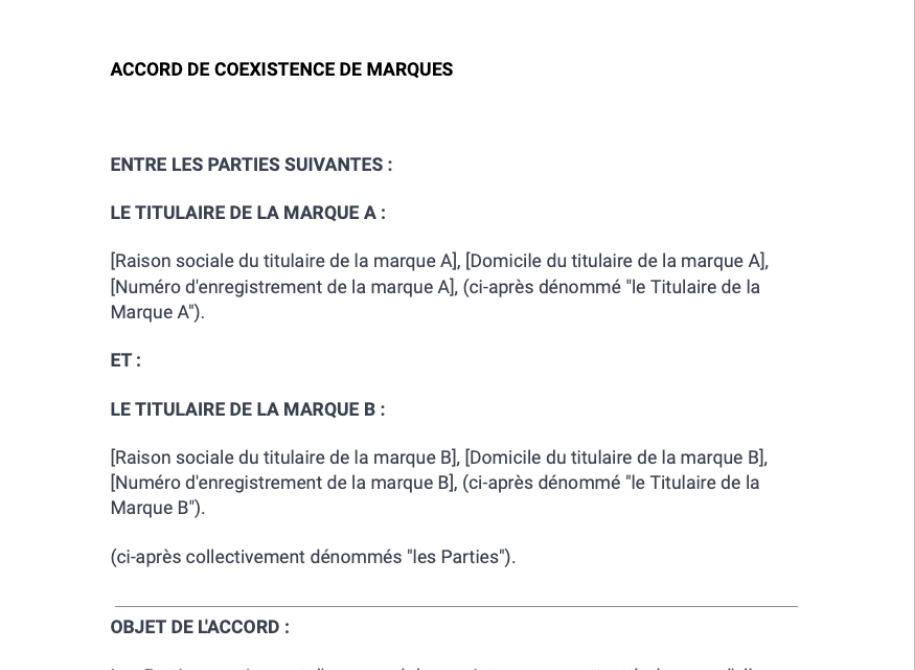 Accord de coexistence de marques