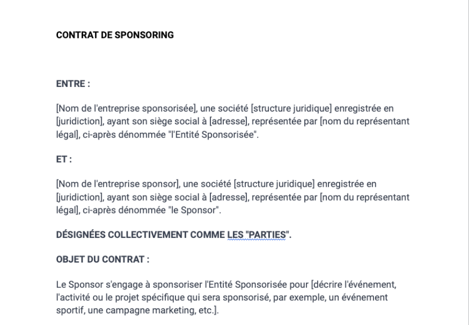 Contrat de sponsoring