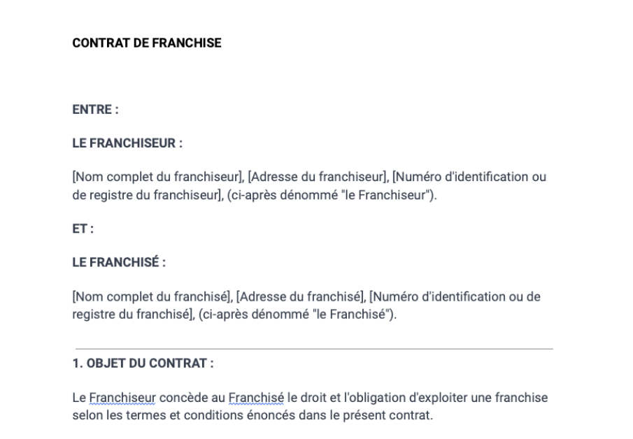 Contrat de franchise