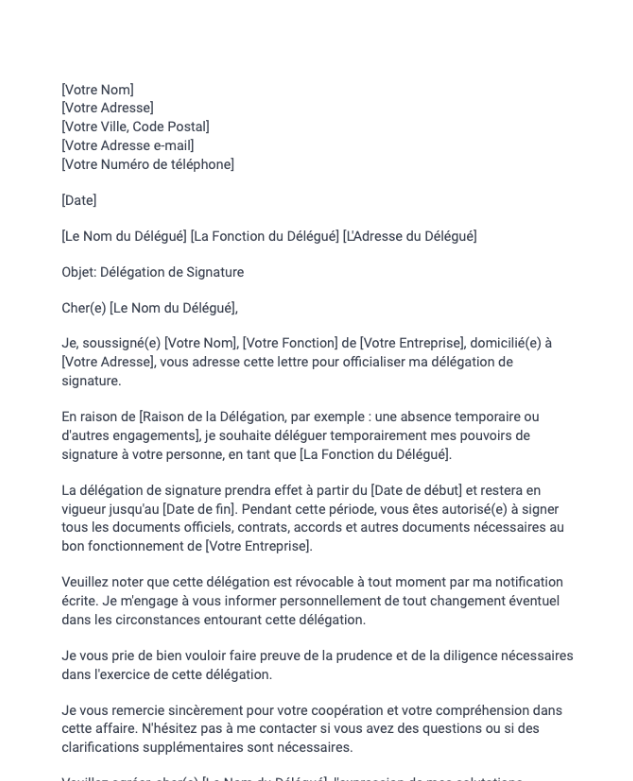 Délégation de signature