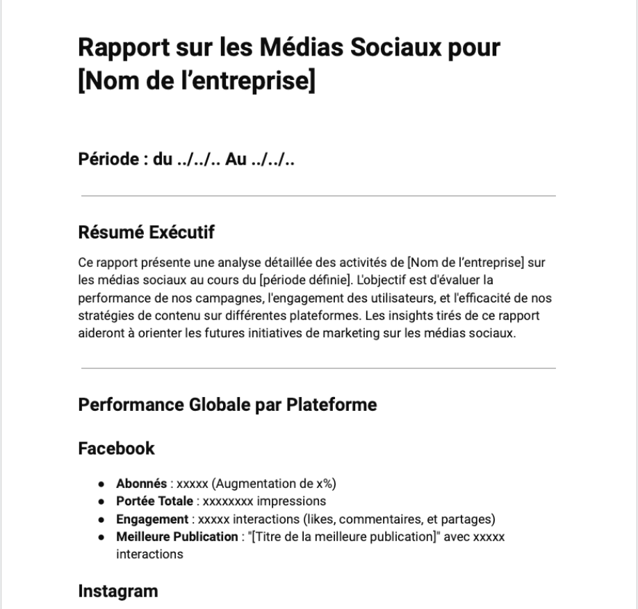 Rapport sur les médias sociaux